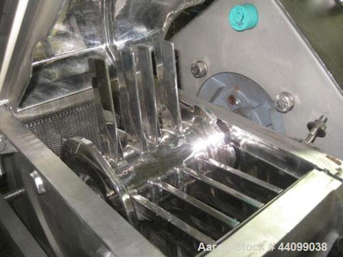 Used Fitzpatick Sanitary Fitzmill, Model D6A. Polished, fixed knives, pan feed. Driven by a 5hp, 230/460 volt motor with VFD. Serial#10648.