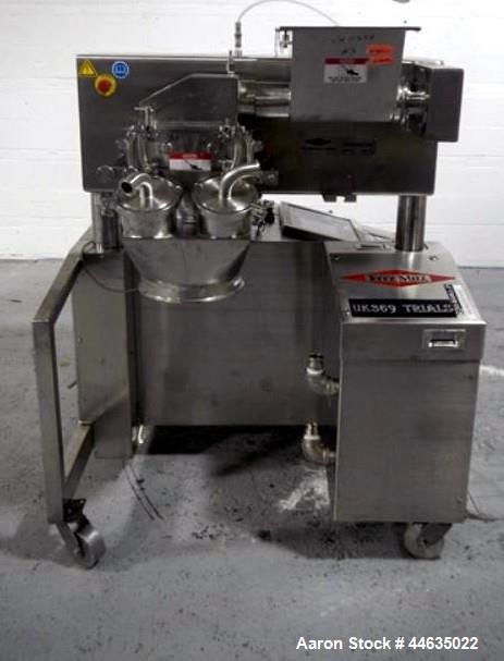 Used Fitzpatrick Fitzmill, Model D6A. 316 Stainless steel product contact surfaces, 304 stainless steel non product contact surfaces, cantilevered design, mirror internal finish, fixed blades with 7....