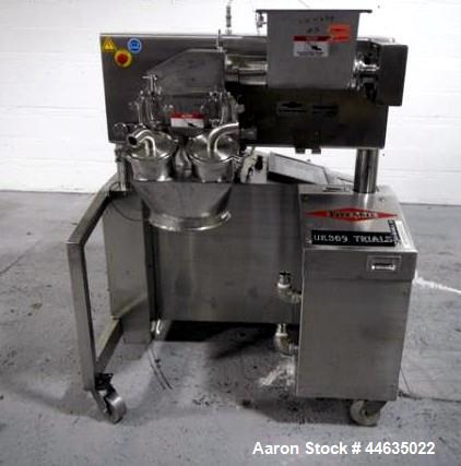 Used Fitzpatrick Fitzmill, Model D6A. 316 Stainless steel product contact surfaces, 304 stainless steel non product contact surfaces, cantilevered design, mirror internal finish, fixed blades with 7....