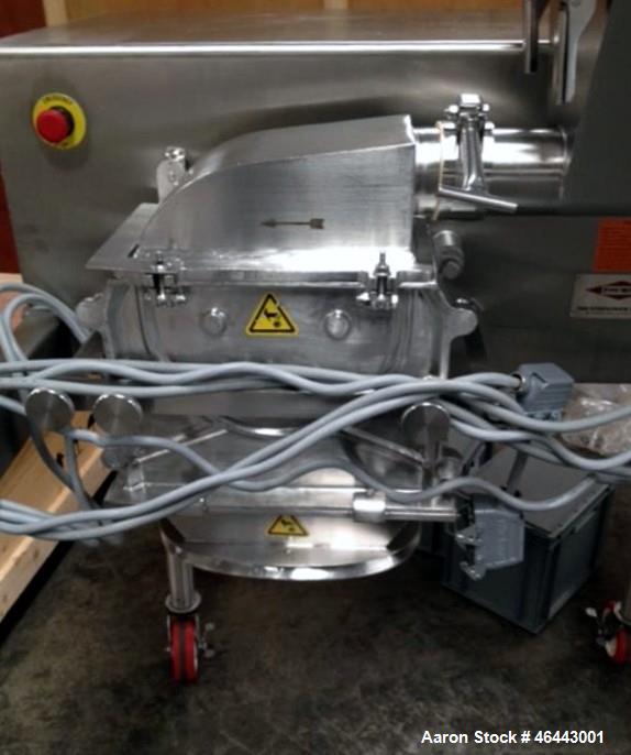 Used Fitzpatrick Fitzmill, Model D6A. Stainless steel construction, cantilivered design with screw feeder with feed hopper, driven by .37 kw, 230/400 volt, 1430 rpm motor, on stainless steel base wit...