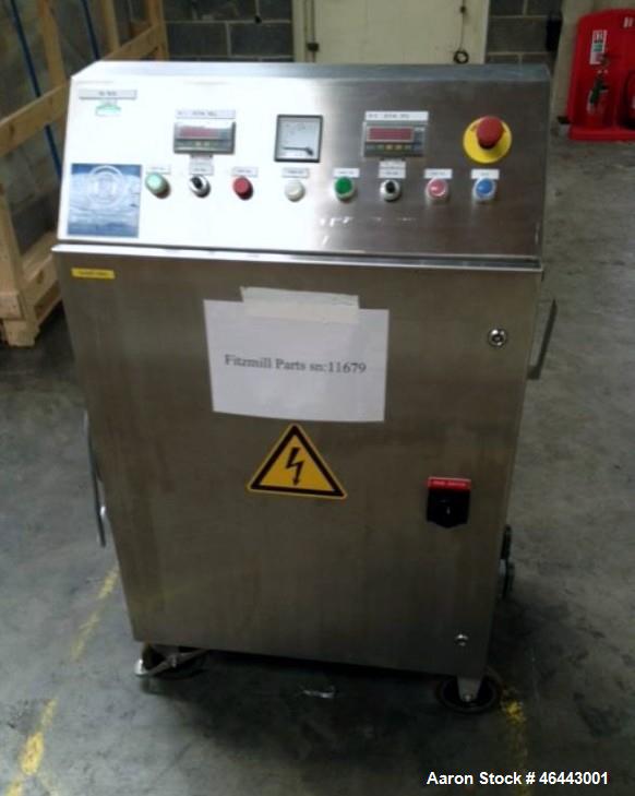 Used Fitzpatrick Fitzmill, Model D6A. Stainless steel construction, cantilivered design with screw feeder with feed hopper, driven by .37 kw, 230/400 volt, 1430 rpm motor, on stainless steel base wit...
