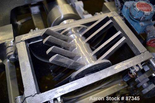 Used Fitzpatrick Fitzmill, Model D6A, 316 Stainless Steel. (16) Fixed knife/impact blades. 6" x 11" Cutting chamber, no bottom screen. Gravity feed throat with pan. Driven by a 5 hp, 3/60/230/460 vol...