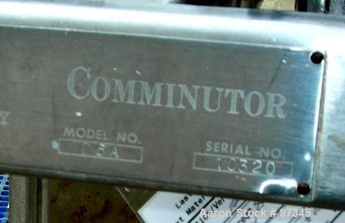 Used Fitzpatrick Fitzmill, Model D6A, 316 Stainless Steel. (16) Fixed knife/impact blades. 6" x 11" Cutting chamber, no bottom screen. Gravity feed throat with pan. Driven by a 5 hp, 3/60/230/460 vol...