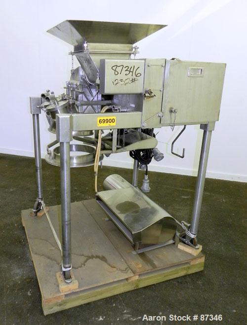 Used Fitzpatrick Fitzmill, Model D6A, 316 Stainless Steel. (16) Fixed knife/impact blades, 6" x 11" cutting chamber with bottom screen. 4" Diameter x 16" long screw feed with hopper, driven by a 1/4 ...