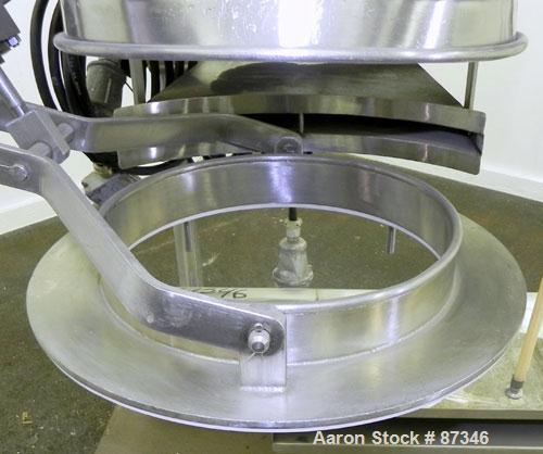 Used Fitzpatrick Fitzmill, Model D6A, 316 Stainless Steel. (16) Fixed knife/impact blades, 6" x 11" cutting chamber with bottom screen. 4" Diameter x 16" long screw feed with hopper, driven by a 1/4 ...