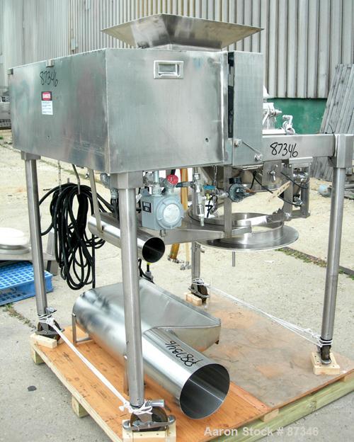 Used Fitzpatrick Fitzmill, Model D6A, 316 Stainless Steel. (16) Fixed knife/impact blades, 6" x 11" cutting chamber with bottom screen. 4" Diameter x 16" long screw feed with hopper, driven by a 1/4 ...