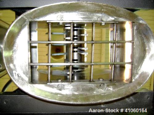 Used Fitzpatrick Fitzmill, Model D6, Stainless Steel. (16) Knife/impact swinging blades, reversible chamber, pan feed with 5 hp 220/440 volt motor on stands.