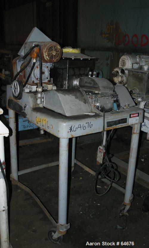 Used Fitzpatrick Fitzmill, Model D6, 316 Stainless Steel. 16 Double sided impact 410/16/20 stainless steel swinging blades, 6" x 11" cutting chamber, jacketed feed throat. 3" Diameter x 16" long scre...