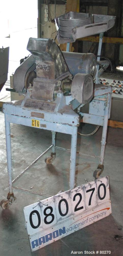 Used Fitzpatrick Fitzmill, Model D6, 304 Stainless Steel. (16) Impact/knife 410/16/20 stainless steel swinging blades. 6" x 11" Cutting chamber, no bottom screen. Gravity feed throat with pan. Driven...