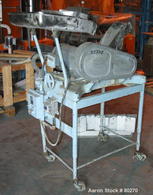 Used Fitzpatrick Fitzmill, Model D6, 304 Stainless Steel. (16) Impact/knife 410/16/20 stainless steel swinging blades. 6" x 11" Cutting chamber, no bottom screen. Gravity feed throat with pan. Driven...