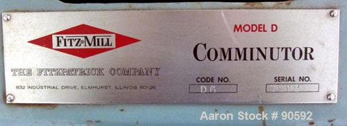 Used Fitzpatrick Fitzmill, Model D6, Stainless Steel. (16) swinging impact/knife 410/16/20 stainless steel blades, 6" x 11" cutting chamber, bottom screen, 316 stainless steel gravity feed throat wit...