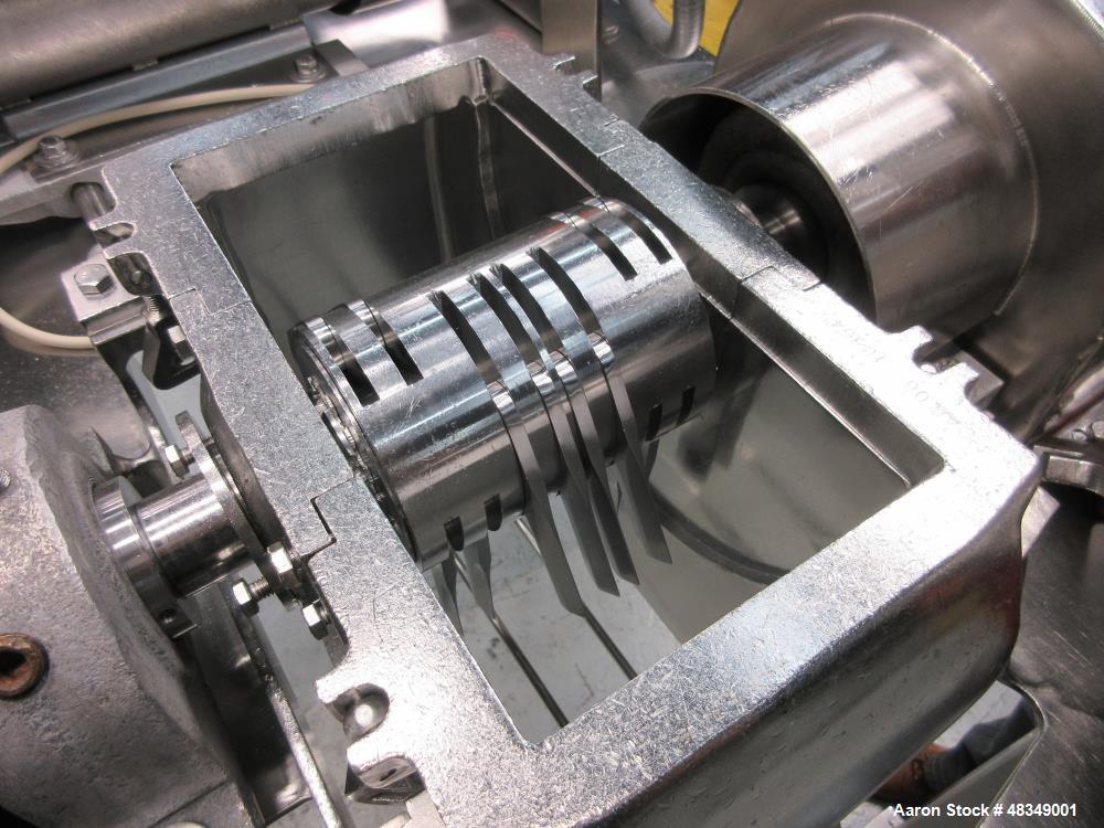 Used Fitzpatrick FitzMill, Model DA-06, 316 Stainless Steel. (16) Swinging Blade with double impact knife/blades, 410 stainless steel. 6" x 11" cutting chamber, with cover and top feed, no bottom scr...