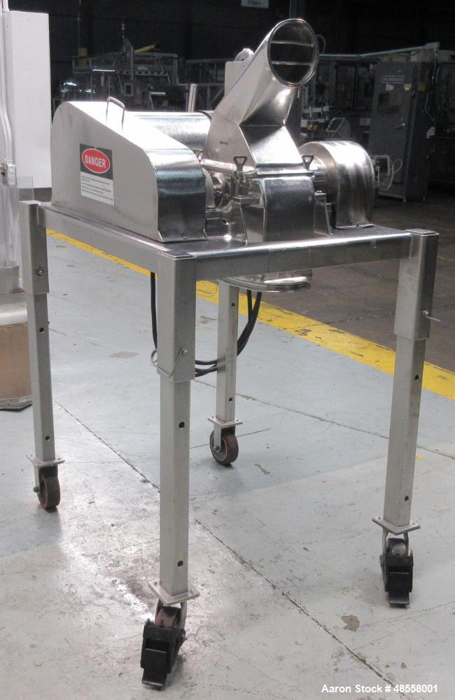 Used Fitzpatrick FitzMill, Model DA-06, 316 Stainless Steel. (16) Swinging Blade with double impact knife/blades, 410 stainless steel. 6" x 11" cutting chamber, with cover and top feed, no bottom scr...
