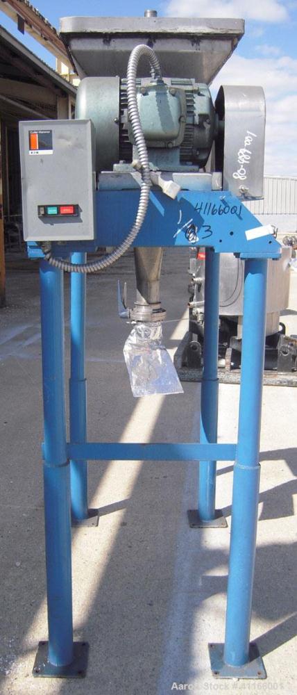 Used Fitzpatrick Fitzmill, Model DASO6 , 316 stainless steel. 11 1/4" x 6 1/4" chamber, (16) bolt on 15-5 PH single edge blades.  Top gravity feed with hopper. Driven by a 15 hp, 3/60/230/460 volt, 3...