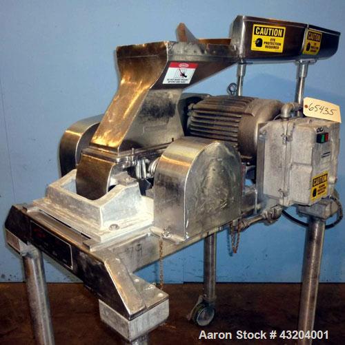 Used Fitzpatrick Fitzmill, Model DAS06, Stainless Steel. (16) Fixed double impact blades. 6" x 11" Cutting chamber, gravity feed throat with pan, no bottom screen. Driven by a 10 hp, 3/60/230/460 vol...