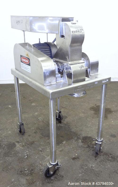 Used Fitzpatrick Fitzmill, Model DAS06, Stainless Steel. (16) Knife/Impact fixed 410/16/20 stainless steel blades, 6” x 11” 316 stainless steel cutting chamber, 316 stainless steel feed throat with a...