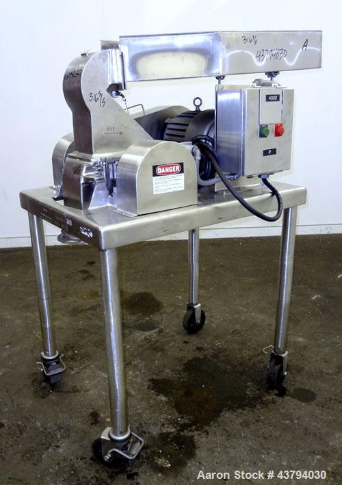 Used Fitzpatrick Fitzmill, Model DAS06, Stainless Steel. (16) Knife/Impact fixed 410/16/20 stainless steel blades, 6” x 11” 316 stainless steel cutting chamber, 316 stainless steel feed throat with a...