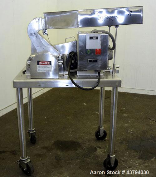 Used Fitzpatrick Fitzmill, Model DAS06, Stainless Steel. (16) Knife/Impact fixed 410/16/20 stainless steel blades, 6” x 11” 316 stainless steel cutting chamber, 316 stainless steel feed throat with a...