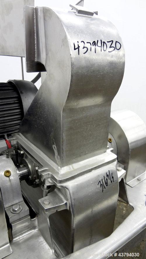 Used Fitzpatrick Fitzmill, Model DAS06, Stainless Steel. (16) Knife/Impact fixed 410/16/20 stainless steel blades, 6” x 11” 316 stainless steel cutting chamber, 316 stainless steel feed throat with a...