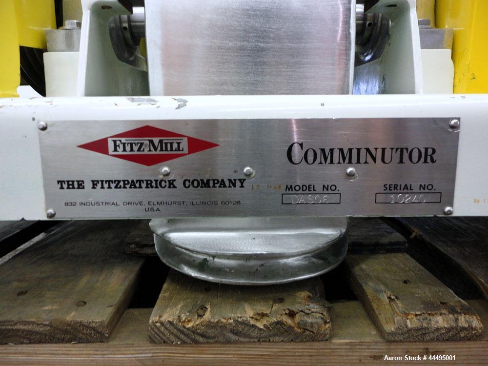 Used Fitzpatrick Fitzmill, Model DAS06, Stainless Steel. (16) Double impact fixed 410/16/20 stainless steel blades, 6” x 11” 304 stainless steel cutting chamber, 304 stainless steel feed throat with ...