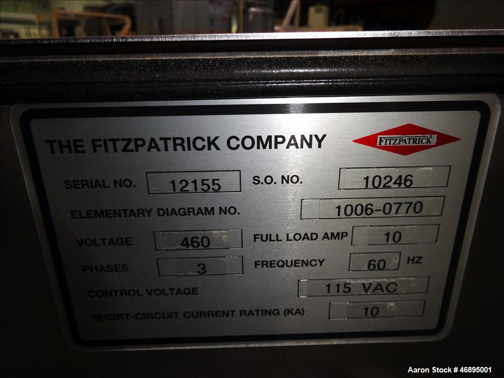 Used Fitzpatrick Fitzmill, Model DAS06, 316 Stainless Steel.