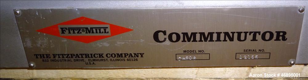 Used Fitzpatrick Fitzmill, Model DAS06, 316 Stainless Steel.