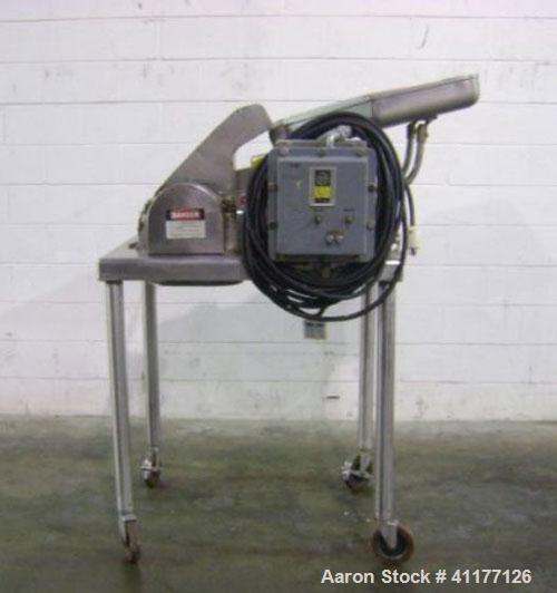 Used Fitzpatrick Fitzmill, Model DASO-6, Stainless Steel. (16) fixed impact/knife  stainless steel blades. 6" x 11" cutting chamber, gravity feed throat with pan, and bottom screen. Driven by a 7-1/2...