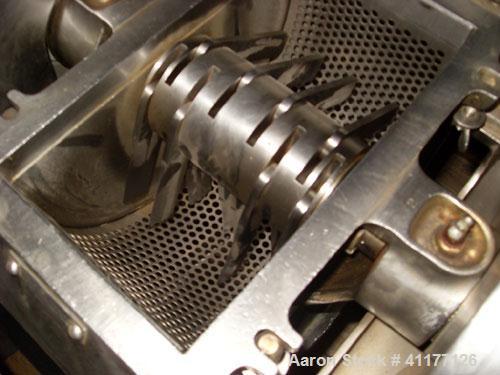 Used Fitzpatrick Fitzmill, Model DASO-6, Stainless Steel. (16) fixed impact/knife  stainless steel blades. 6" x 11" cutting chamber, gravity feed throat with pan, and bottom screen. Driven by a 7-1/2...