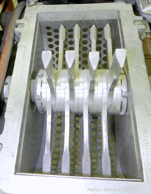 Used Fitzpatrick Fitzmill, Model DASO-6, 316 Stainless Steel. 16 Impact/knife fixed blades, 6" x 11" cutting chamber, gravity feed jacketed hopper with a rotary vane, driven by a 1/4hp, 3/60/220/440 ...