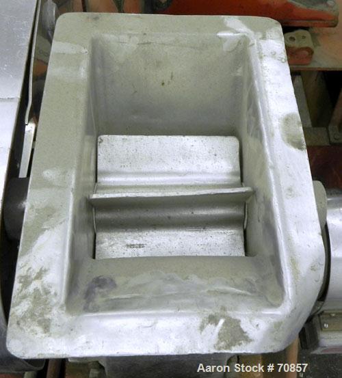 Used Fitzpatrick Fitzmill, Model DASO-6, 316 Stainless Steel. 16 Impact/knife fixed blades, 6" x 11" cutting chamber, gravity feed jacketed hopper with a rotary vane, driven by a 1/4hp, 3/60/220/440 ...