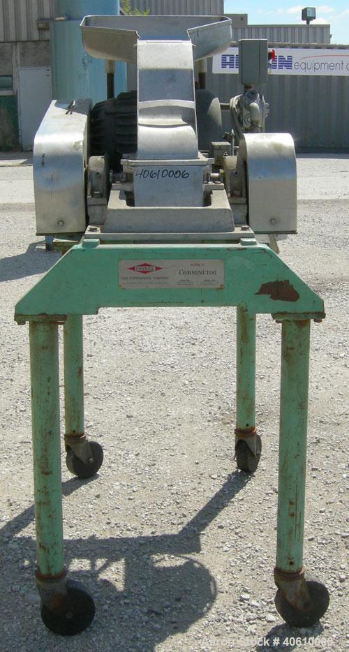 Used Fitzpatrick Fitzmill, model DASO6, 304 stainless steel. (16) fixed impact/knife 410 stainless steel blades. 6" x 11" cutting chamber, gravity feed throat with pan, bottom screen. Driven by a 15 ...