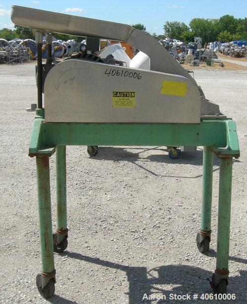 Used Fitzpatrick Fitzmill, model DASO6, 304 stainless steel. (16) fixed impact/knife 410 stainless steel blades. 6" x 11" cutting chamber, gravity feed throat with pan, bottom screen. Driven by a 15 ...