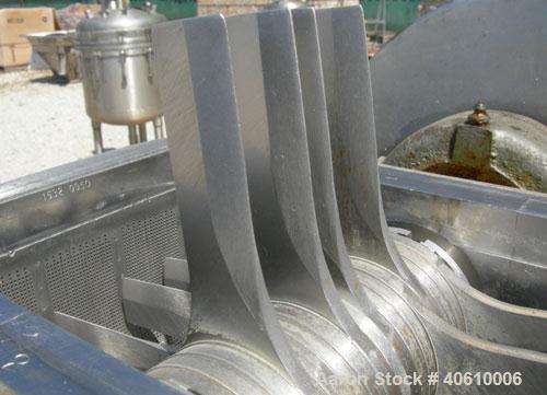 Used Fitzpatrick Fitzmill, model DASO6, 304 stainless steel. (16) fixed impact/knife 410 stainless steel blades. 6" x 11" cutting chamber, gravity feed throat with pan, bottom screen. Driven by a 15 ...