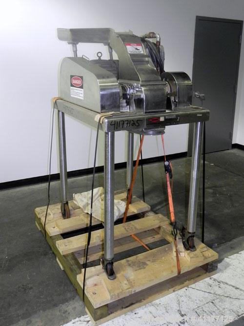 Used Fitzpatrick Fitzmill, Model DASO6, 316 Stainless Steel. (16) Fixed impact/knife410/16/20 stainless steel blades. 6" x 11" Cutting chamber, gravity feed throat with pan, and bottom screen. Driven...
