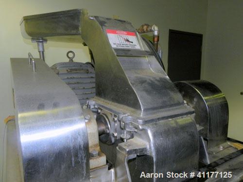 Used Fitzpatrick Fitzmill, Model DASO6, 316 Stainless Steel. (16) Fixed impact/knife410/16/20 stainless steel blades. 6" x 11" Cutting chamber, gravity feed throat with pan, and bottom screen. Driven...