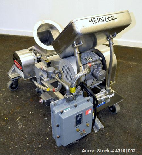 Used Fitzpatrick Fitzmill, Model DASO6, 304 Stainless Steel.(16) Fixed impact/knife 410/16/20 stainless steel blades.6" x 11" Cutting chamber, gravity feed throat with pan, missing transition piece f...