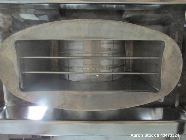 Used Fitzpatrick Fitzmill, Model DASO6. Stainless steel construction, fixed knives, jacketed cover and mill housing, screw feed driven by 0.25hp, 230/460 volt XP variable speed drive, on stainless st...