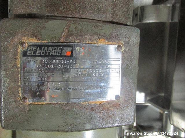 Used Fitzpatrick Fitzmill, Model DASO6. Stainless steel construction, fixed knives, jacketed cover and mill housing, screw feed driven by 0.25hp, 230/460 volt XP variable speed drive, on stainless st...