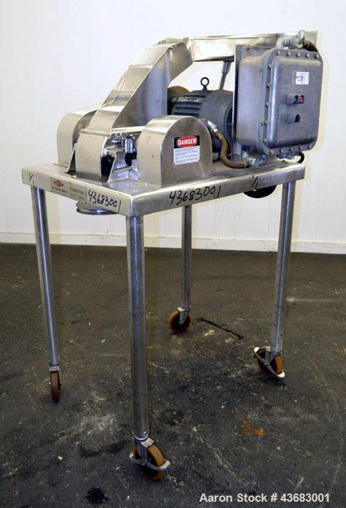 Used Fitzpatrick Fitzmill, Model DAS06, Stainless Steel. (16) Knife/Impact fixed 410/16/20 stainless steel blades, 6” x 11” 316 stainless steel cutting chamber, 316 stainless steel feed throat with a...