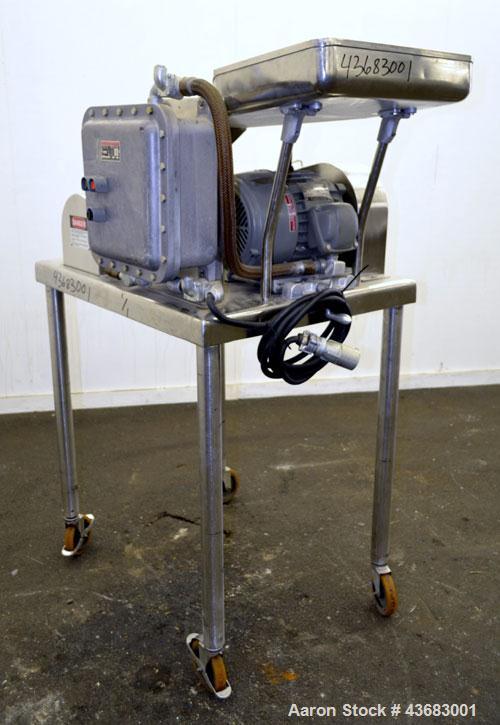 Used Fitzpatrick Fitzmill, Model DAS06, Stainless Steel. (16) Knife/Impact fixed 410/16/20 stainless steel blades, 6” x 11” 316 stainless steel cutting chamber, 316 stainless steel feed throat with a...