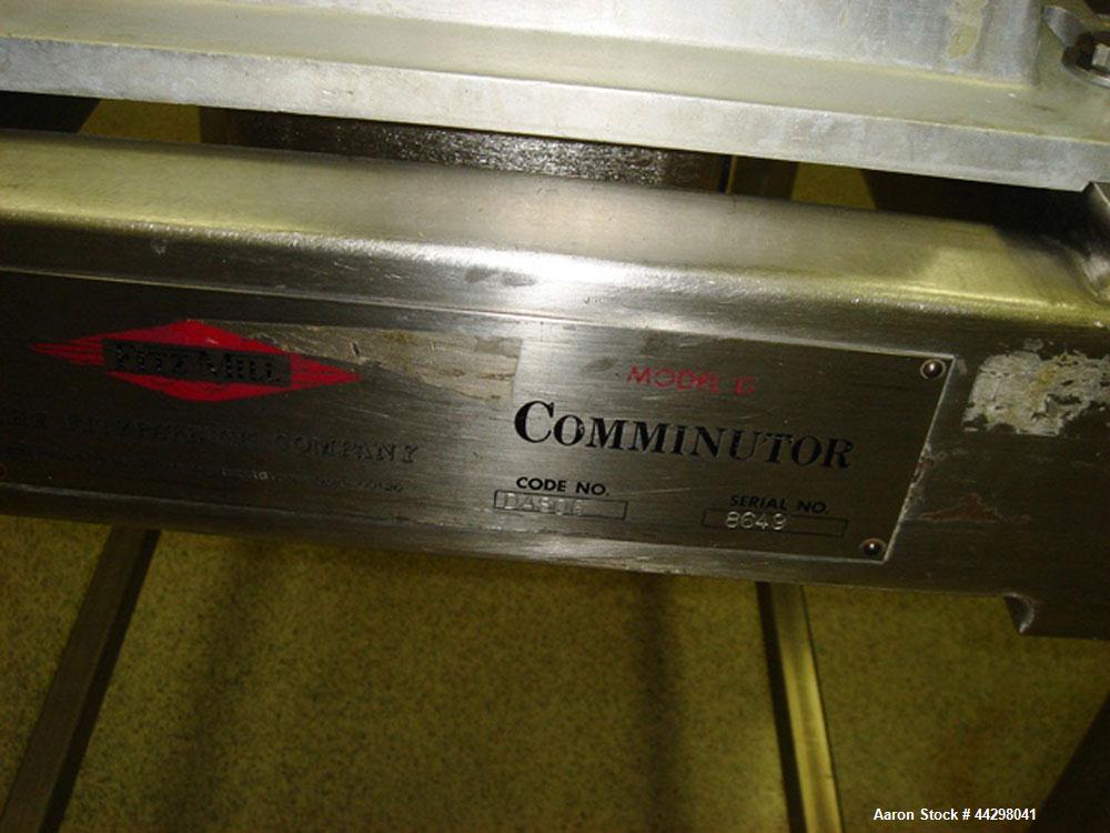 Used Fitzpatrick Fitzmill, Model DASO6. Stainless steel construction, pan feed, on base with motor, serial #8649.