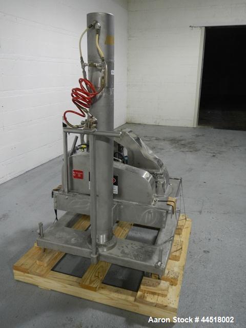Used Fitzpatrick Fitzmill, Model DASO6, Stainless Steel. Knife/impact fixed blades. Mounted on a base and pedestal with a 7.5hp, 230/460 volt, 1750 rpm XP motor. Gravity feed throat, missing feed pan...