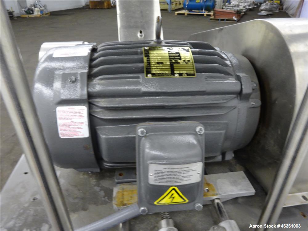 Used Fitzpatrick Fitzmill, Model DASO6, 316 Stainless Steel. (16) 10-1/2" diameter impact/knife fixed 410/16 stainless steel. Chamber approximate 11" long x 6" wide. Gravity pan feed. 1" Diameter bot...