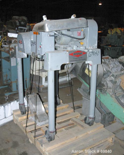 Used Fitzpatrick Fitzmill, Model DASO6, Stainless Steel. (16) Double sided fixed knives, 6" x 11" cutting chamber. Approximately 3/8" diameter screen holes. Gravity feed, 20" wide x 28" long x approx...