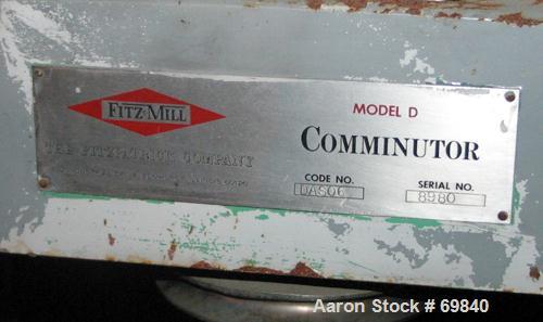 Used Fitzpatrick Fitzmill, Model DASO6, Stainless Steel. (16) Double sided fixed knives, 6" x 11" cutting chamber. Approximately 3/8" diameter screen holes. Gravity feed, 20" wide x 28" long x approx...