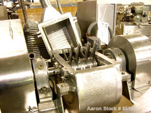 Used Fitzpatrick Fitzmill, Model DASO6, Stainless Steel. Fixed knives, air swept feed, 7.5 hp, 230/460 volt main drive. Mounted on legs with casters.