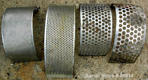 USED: Fitzpatrick Fitzmill, model DASO6, stainless steel. (16) 410 stainless steel fixed hook knife/impact blades. 6" x 11" cutting chamber with bottom screen. Gravity feed feed throat with pan. Driv...