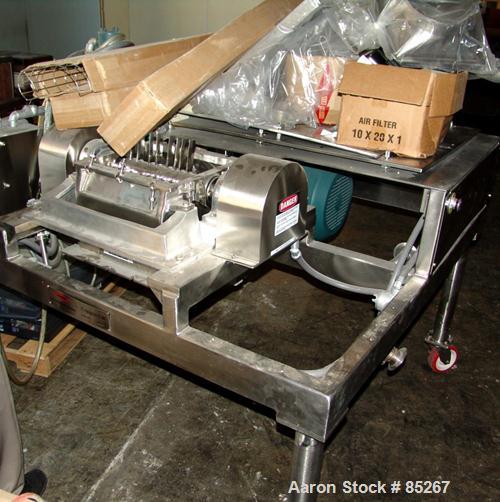 Used Fitzpatrick Fitzmill, Model DKA012, stainless steel. (32) Fixed impact/knife blades. 13" x 11" cutting chamber, gravity feed throat, no bottom screen. Includes a 3/4 hp feed motor, no feed syste...