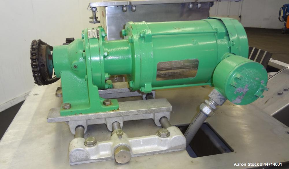 Used Fitzpatrick Fitzmill, Model DKASO12, 316 Stainless Steel. (32) Impact/knife fixed 410 stainless steel blades, 11" x 13" cutting chamber. (2) 4" Diameter x 20" long screw feed with hopper, driven...