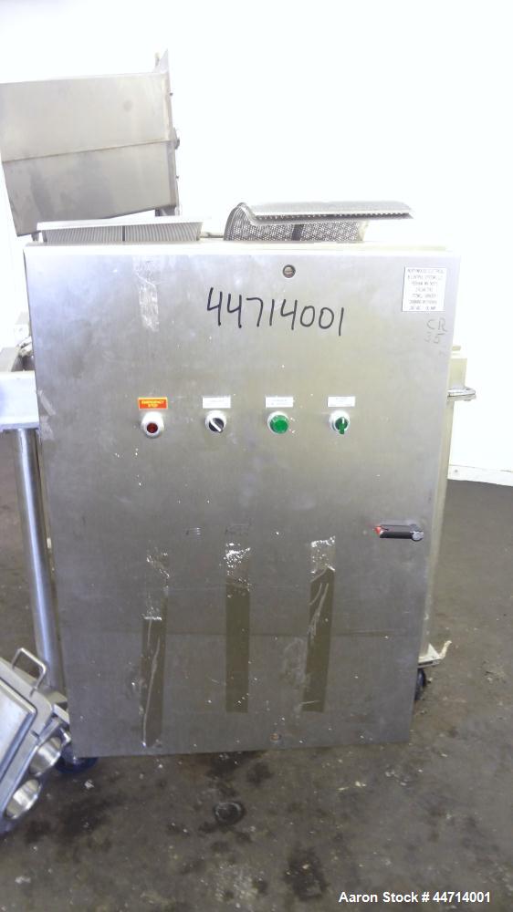 Used Fitzpatrick Fitzmill, Model DKASO12, 316 Stainless Steel. (32) Impact/knife fixed 410 stainless steel blades, 11" x 13" cutting chamber. (2) 4" Diameter x 20" long screw feed with hopper, driven...